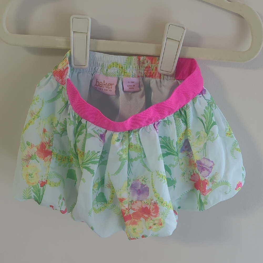 Ted Baker Baby Skirt with Green and Pink Floral Design 0-3 Months